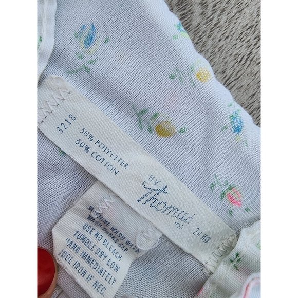 Vintage By Thomas One Piece Baby Girl Romper Size 24 Months Smocked Flowers 1970 - Picture 5 of 9